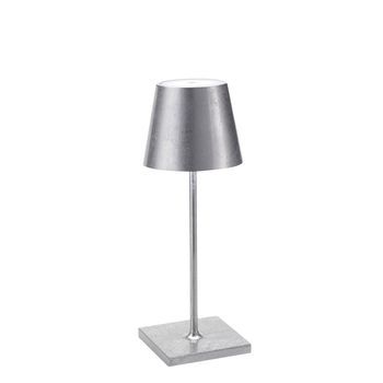Lámpara De Mesa Led Recargable Y Regulable Zafferano Poldina Pro Mini Silver Leaf Con Duración De Batería De Hasta 12 Horas