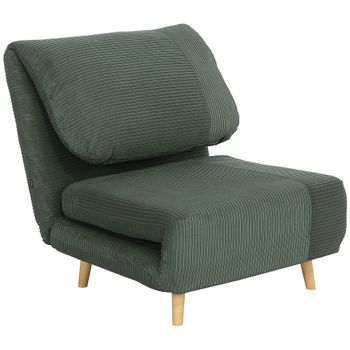 HOMCOM 2 en 1 Sillón Cama para Invitados reposacabezas ajustable Diseño de Cordón 82x89x83 cm Verde   Aosom España