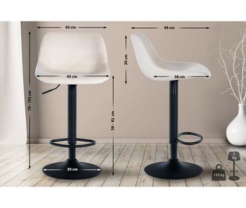Set de 2 taburetes de bar loft terciopelo crema 49x43x79 cm