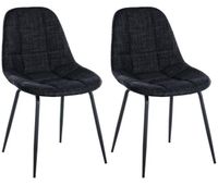set de 2 sillas de comedor tom en tela o polipiel negro 52x46x82 cm