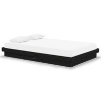 cama matrimonial  cama para adultos  estructura de cama doble pequena madera maciza negro 120x190 cm