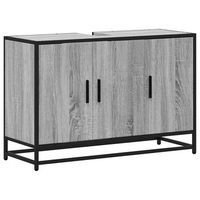 armario lavabo bano  mueble de bano madera ingenieria gris sonoma 90x33x60 cm