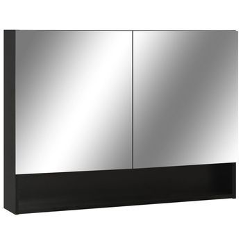 Armario De Baño Con Espejo Negro 80x15x60 Cm Vidaxl