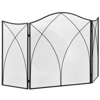 homcom salvachispas plegable pantalla protectora de chimenea 3 paneles con bisagras y estructura de metal decorativa 126x2x76 cm negro   aosom espana