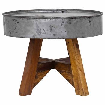 Mesa De Centro，mesa Auxiliar，mesa De Café De Madera Maciza Reciclada Plateado 60x45 Cm
