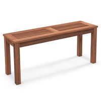 costway banco de madera maciza para 2 personas con asiento de listones estructura de madera banco de comedor para patio 100 x 305 x 47 cm natural