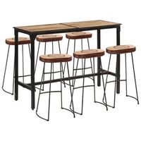 set mesa alta y taburetes 7 pzas madera maciza mango y metal vidaxl