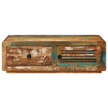 Mesa De Centro 89x55x29 Cm Madera Maciza Reciclada Con Acabado Multicolor - Marrón