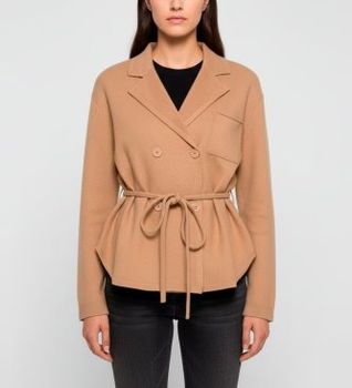 Semicouture para mujer. Y5WB06 Chaqueta Graciana marrón (L), Casual, Lana
