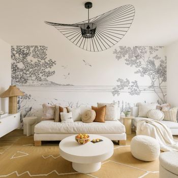 Papel pintado panorámico paisaje de costas salvajes, blanco
