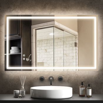 Espejo De Baño De Vidrio Metal Homcom 100x60 Cm Transparente