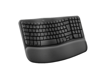 Teclado inalámbrico - Logitech Wave Keys, Logi Bolt, Reposamanos, Bluetooth, Multisistema, Teclas personalizables, Accesos directos, Negro