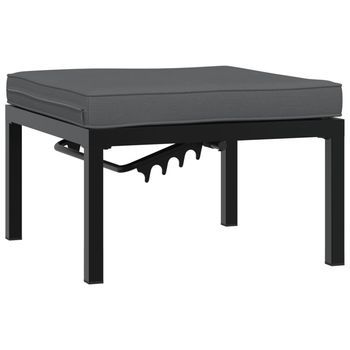 Banco De Jardín | Taburete De Jardín Con Cojines Aluminio Negro