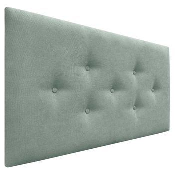 Dhome Cabecero De Tela Acualine Con 3 Hileras Intercaladas De Botones Y Patas Cabezal Tapizado Cama Lujo(verde Agua, 110cm)