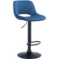 taburete alto para bar x1 con reposapies de terciopelo azul base de metal negro 100004598