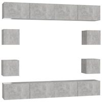 juego de muebles de salon 8 piezas gris hormigon vidaxl