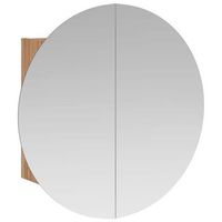 armario de bano con espejo redondo y led roble 47x47x175 cm vidaxl