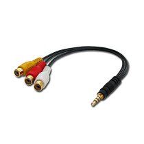Lindy 35539 cable de vÃdeo compuesto 0,25 m 3,5mm 3 x RCA Negro