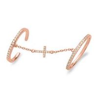 anillo de tobillo chapado en oro rosa con cadena cruzada de plata