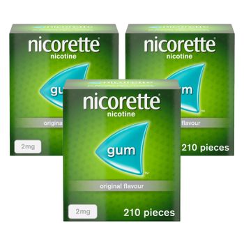 Nicorette Original Gum 2mg - 210 Pieces - 3 Pack