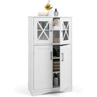 armario de bano gabinete de madera con 2 puertas y 3 estantes ajustables costway 60 x 30 x 108 cm blanco