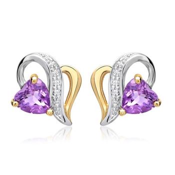 14 quilates pendientes de oro amarillo 2 amatistas 0.458 ct.