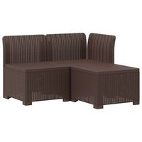 sofa de jardin de 3 plazas look ratan pp marron vidaxl