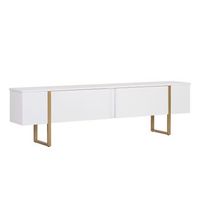 soporte de tv de madera onera - 180 x 30 x 50 cm - blanco  dorado
