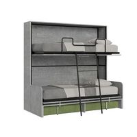 cama doble abatible kando con sofa y colchones de cemento color verde