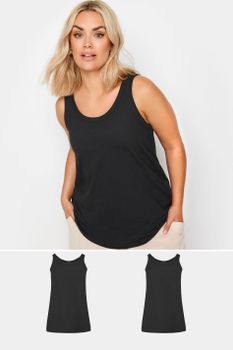 Yours Juego 2 Camisetas Negras Sin Mangas, Mujer Curvy Y Tallas Grandes, Yours