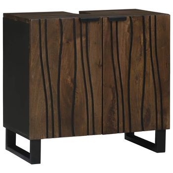 Gabinete De Lavabo Para Baño Nogal 62 X 33 X 58 Cm Vidaxl