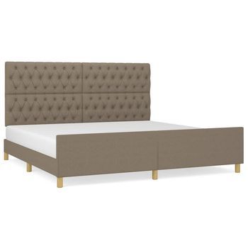 Estructura De Cama Con Cabecero De Tela Gris Taupe 200x200 Cm Vidaxl