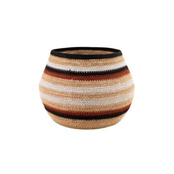 Cesta baja rayada de hierbas marinas marrón, beige 39x23cm