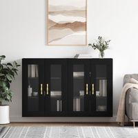 pack 2 uds armarios de pared  mueble pared madera de ingenieria negro cfw741795