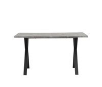 mesa de comedor 140x80 cm - diseno moderno con patas cruzadas - gris y negro