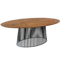 mesa comedor ovalada madera ma ngo cl nogal pie metal