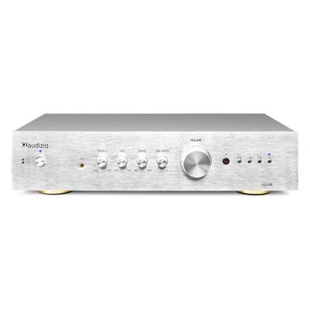 Amplificador Estéreo Audizio AD200 200W RMS Bluetooth 5.0 Control Graves y Agudos Plata