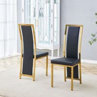 set de 2 sillas de comedor - uso en comedor - pu y metal - negro y dorado 44x427x109cm