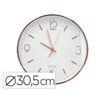 reloj q-connect de pared metalico redondo 305 cm movimiento silencioso color rosa dorado