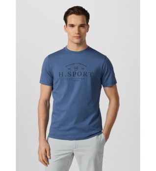 Hackett London para hombre. HM5000123 Camiseta Hs Script azul (XXL), Casual, Algodón, Manga corta