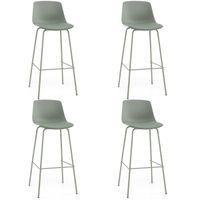 costway juego 4 taburetes bar altos con respaldo acolchado reposapies y patas metal para isla cocina comedor verde