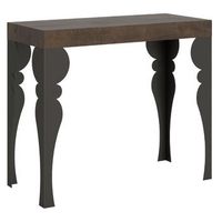 consola extensible estilo oriental torza-color marron-soporte 2 pies-3 alargaderas gruesas