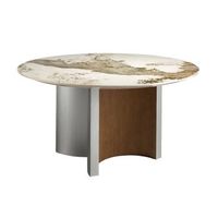 mesa comedor redonda marmol porcelanico nogal o150x75