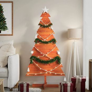 Árbol Navidad | Decoraciones De Navidad De Adorno Madera Maciza Pino Marrón Cera 150 Cm Cfw129979
