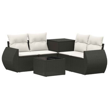 Juego De Sofá 6 Uds. Negro Y Blanco Crema Vidaxl