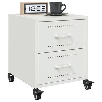 Pack De 2 Mesitas De Noche - Mueble Para Dormitorio - Acero - Blanco (36x39x43.5cm)