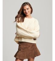 superdry para mujer w6110498a jersey en punto trenzado grueso blanco leche l casual poliester manga larga