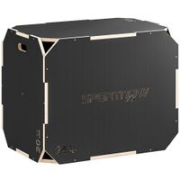 sportnow cajon pliometrico de madera 3 en 1 con 3 alturas diferentes asas sin esquinas entrenamiento de salto 76x61x51 cm negro