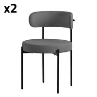2x sillas de comedor gris asiento poliester teddy con respaldo alto