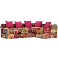 puf modular de 4 plazas de tela patchwork 200 x 132 x 58 cm vidaxl